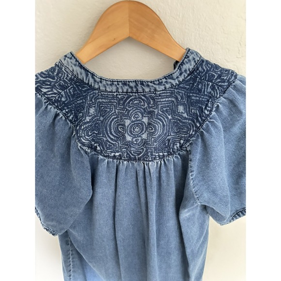 Anthropologie Pilcro Chambray Tunic Dress XS Embroidered Tencel Denim Western - Picture 8 of 12